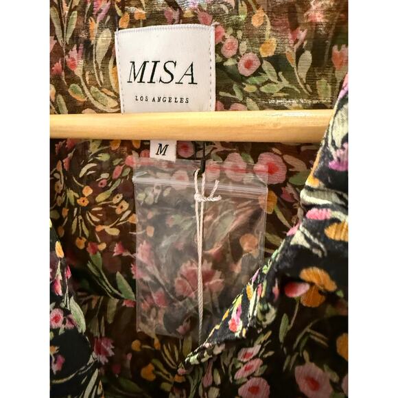 Misa Los Angeles Laysi Floral Midi Cottagecore Chiffon Breezy Dress NWT M $395 - Picture 2 of 6